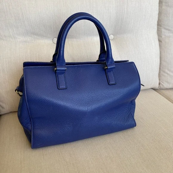 GENTLY LOVED Kate Spade blue pebble grain leather satchel with shoulder strap - Picture 5 of 12